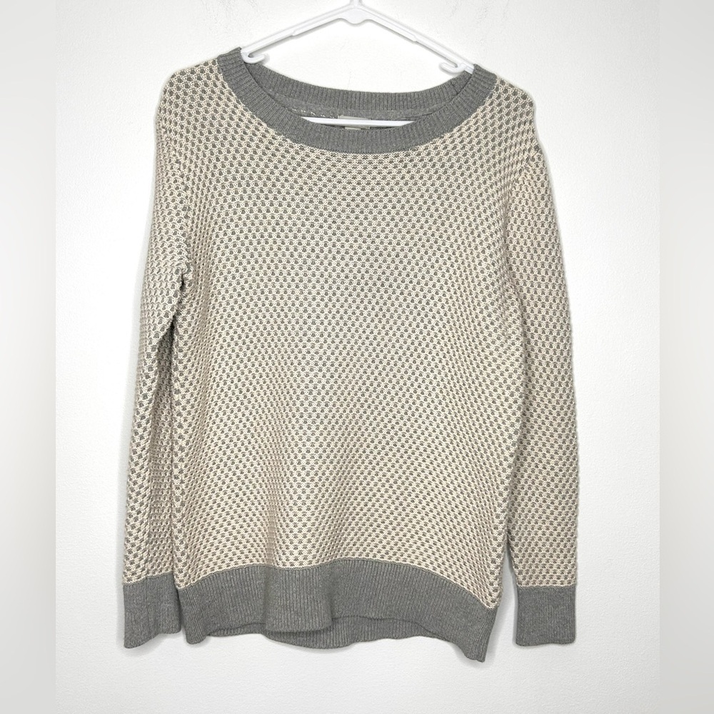LL Bean Honeycomb Sweater Womens XS Organic Cotton Earthy Granola Neutral Boho